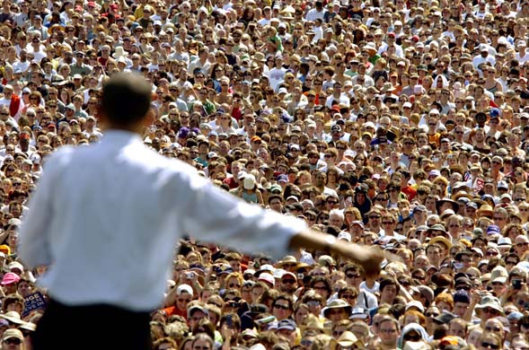 Barack Obama at a rally in Portland