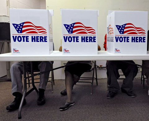 Voting on Election day 2008 in the US
