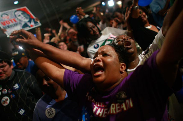 African Americans celebrate Barack Obama's win in the US presidential elections