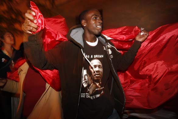 Obama supporters in Harlem