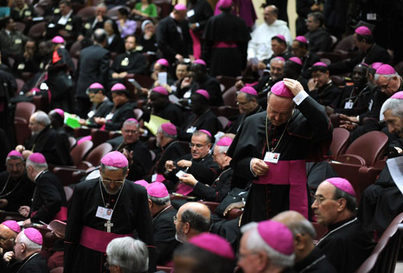 Vatican: Catholic bishops take place for a session of a synod on the theme of 'The Word of God in the Life and Mission of the Church'