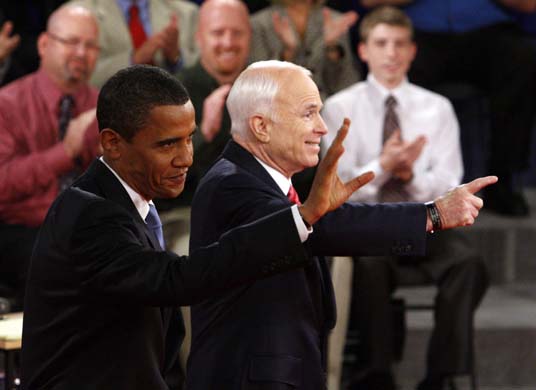 Presidential debate in Nashville: Barack Obama and John Mccain