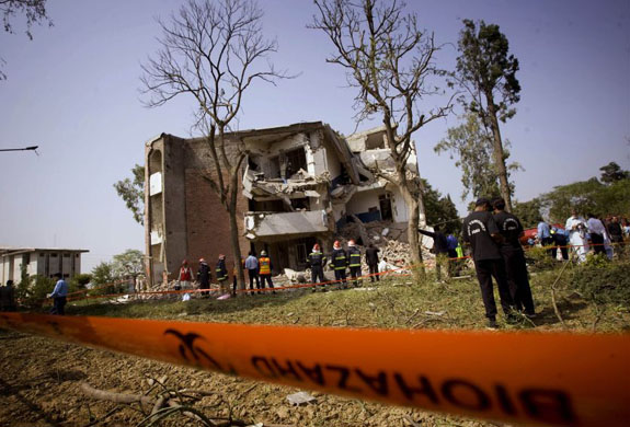 Islamabad, Pakistan: Emergency response services deploy around the site of an explosion