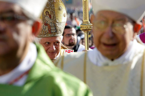 Vatican City, Italy: Pope Benedict XVI attends a canonisation ceremony in St Peter's square