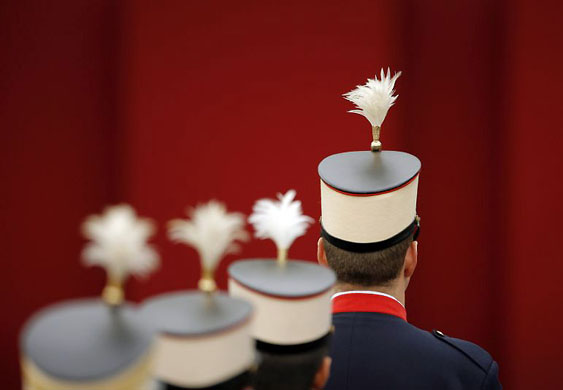 Madrid, Spain: Soldiers attend a parade during the holiday known as Dia de la Hispanidad or Spain's National Day