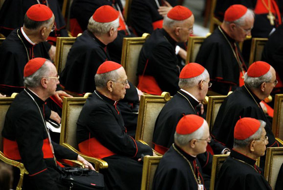 Vatican City, Italy: Cardinals watch the debut of a new documentary film on the life of the late Pope John Paul II during a special screening