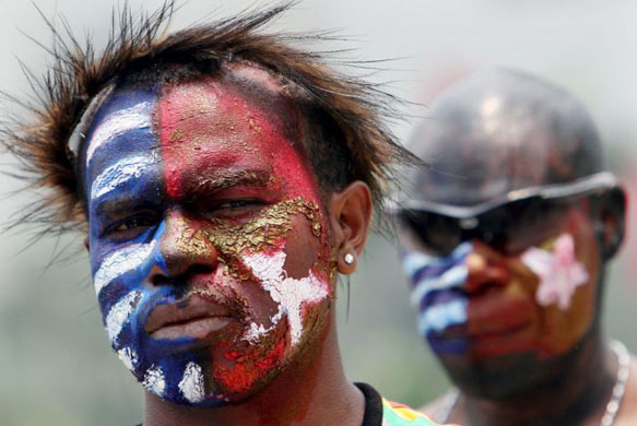 Jakarta, Indonesia: Papuan activists during a protest demanding a referendum on independence