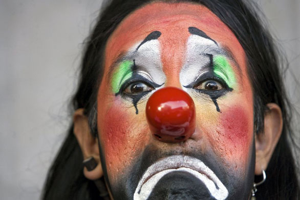 Mexico City, Mexico: A clown poses for a picture during the first day of the 13th International Clown Convention