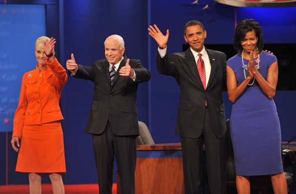 Barack and Michelle Obama with John and Cindy McCain