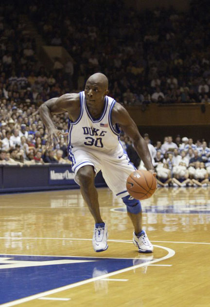 Reggie Love moves the ball at Cameron indoor Stadium 