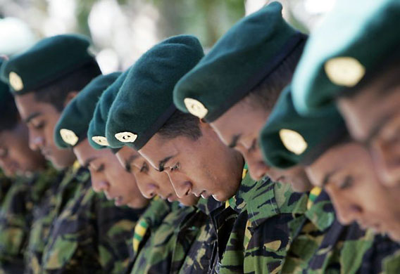 Kaluthara, Sri Lanka: Police Special Task Force members during a ceremony for war heroes