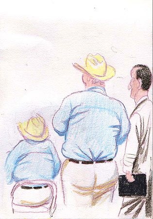 Republican party delegates wearing cowboy hats