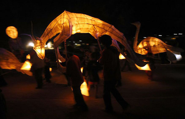 Clamwilliam, South Africa: Children carry lanterns during an annual procession