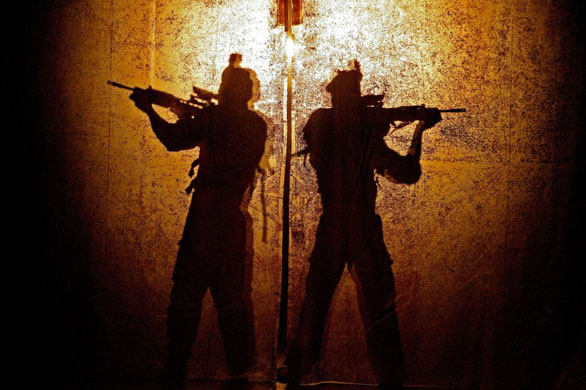 Dublin, Ireland: Actors take part in a dress rehearsal of the play Blackwatch at Shelbourne Hall to mark the opening of the Ulster Bank Dublin Theatre Festival