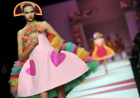Milan, Italy: A model presents a creation by Agatha Ruiz De La Prada