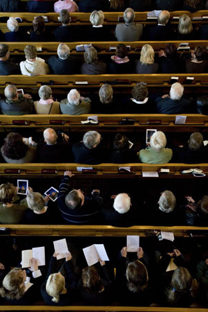 Kauhajoki, Finland: People attend a memorial service for the victims of a school massacre in which 11 people died, including the gunman