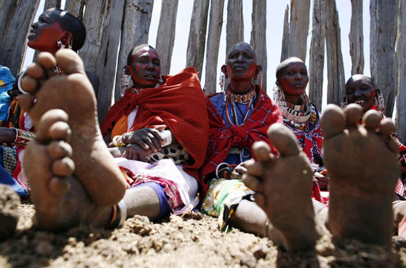 Kisokon village, Nairobi: Maasai women rest during Emayian o nkituaak (blessing of women), a rare fertility ceremony