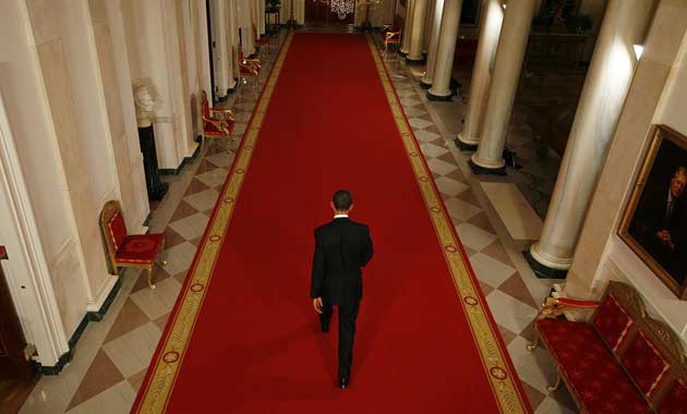 Barack Obama following the end of a primetime news conference