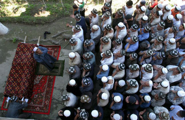 Mourners at a funeral ceremony