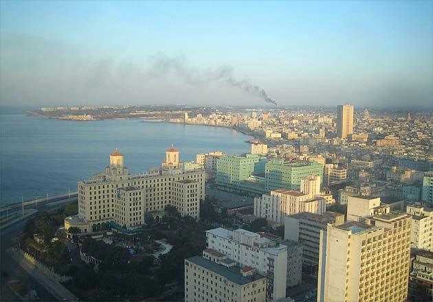 Looking out over Havana city on the left is the Hotel Nacional with its 