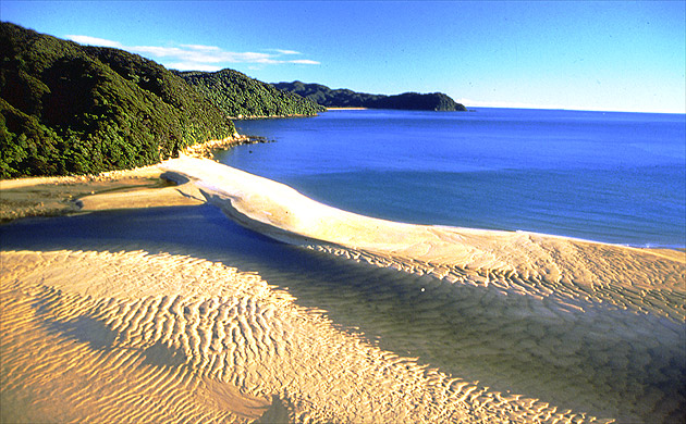 The beach at Awaroa Bay