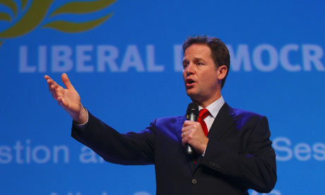 Nick Clegg during a question and answer session at the party's annual conference in Bournemouth