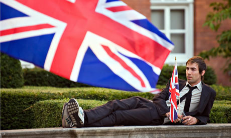 Patriotic reveller with union flag