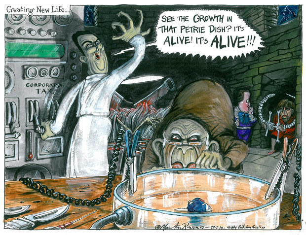 Creating New Life - See the Growth in that Petrie Dish? It's Alive! IT'S ALIVE !!! a cartoon by Martin Rowson