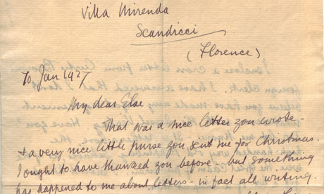 section of a letter written by DH Lawrence