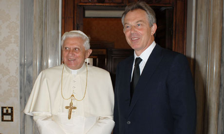 pope benedict xvi scary. Tony Blair with Pope Benedict