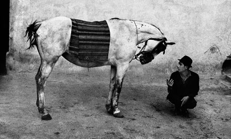 Josef Koudelka's photograph of a man with a horse in Romania, 1968