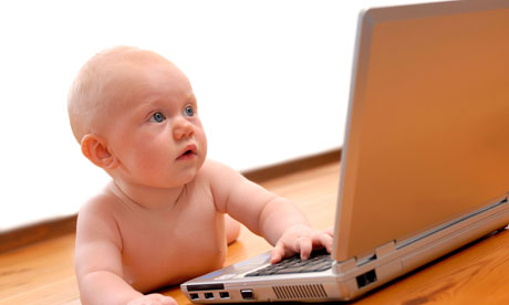 baby using laptop
