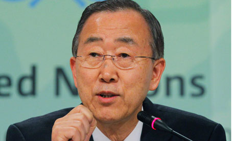 UN secretary-general Ban Ki-Moon at the UN Climate Change conference in Durban