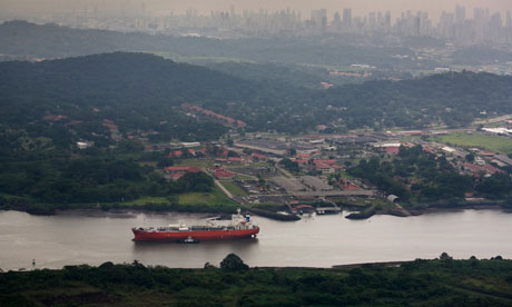 cargo ship on panama canal