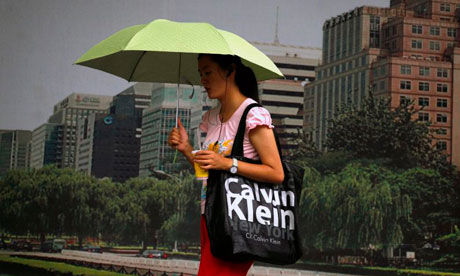 China luxury brands woman with Calvin Klein bag