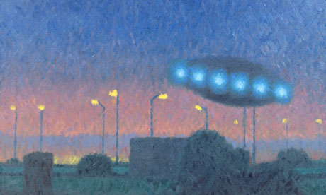 UFO over the City, 1980 (oil on canvas) by Buhler, Michael 