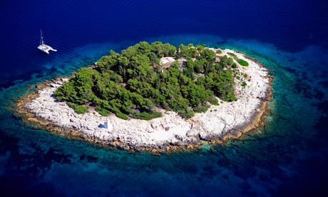 Aerial View over Pakleni Island in Croatia