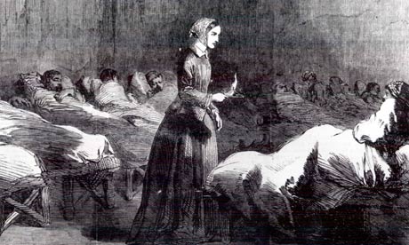 Florence Nightingale in the hospital at Scutari during the Crimean war, 1855.