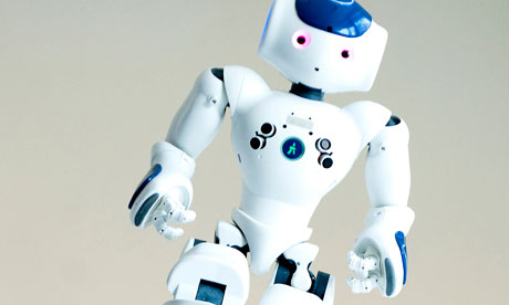 A football playing robot shows off its s