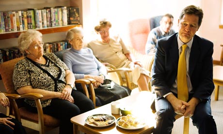 Nick Clegg at Hanover Housing Association sheltered housing in Edinburgh, April 2011.