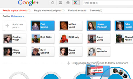Screen shot of the Google Plus social network