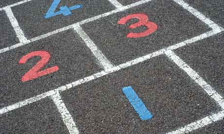 Numbers on a hopscotch grid