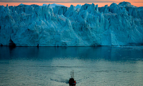 Melting ice caps in Jacobshavn Bay, Greenland.