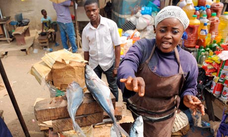 A fish vendor in Lagos.