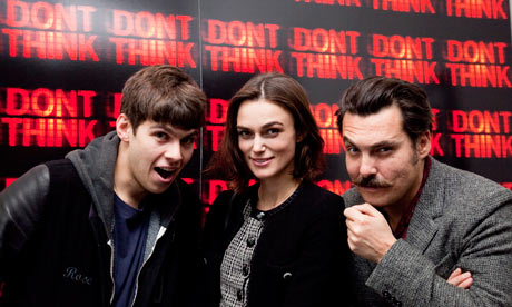 Klaxons frontman James Righton, Keira Knightley and Joe Wright at the Hackney Picturehouse
