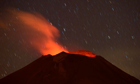 volcano erupting