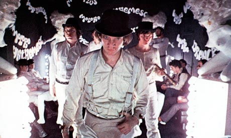 Malcolm McDowell in Stanley Kubrick's A Clockwork Orange (1971).