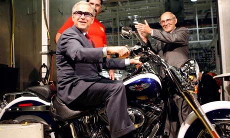 President Bush visits a Harley-Davidson plant in Pennsylvania