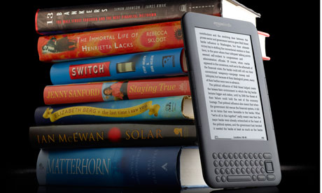 A Kindle and some hardback books