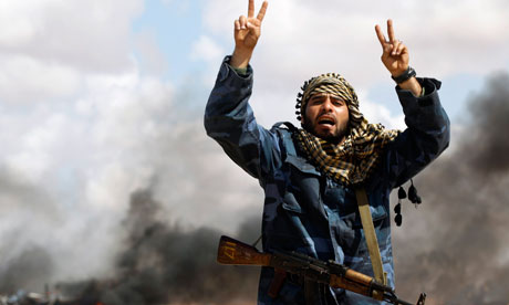Rebel fighter, between Benghazi and Ajdabiyah